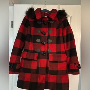 Ricki's Red and Black Checkered Pea Coat